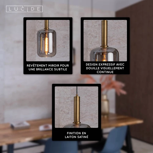 Lucide JOANET - Suspension - 3xE27 - Fumé - USP